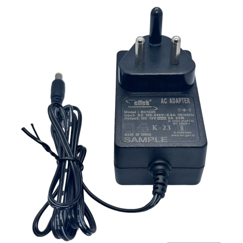 CLICK WALL TYPE 3 PIN AC ADAPTER (RU1220) (12V 2A) For Routers